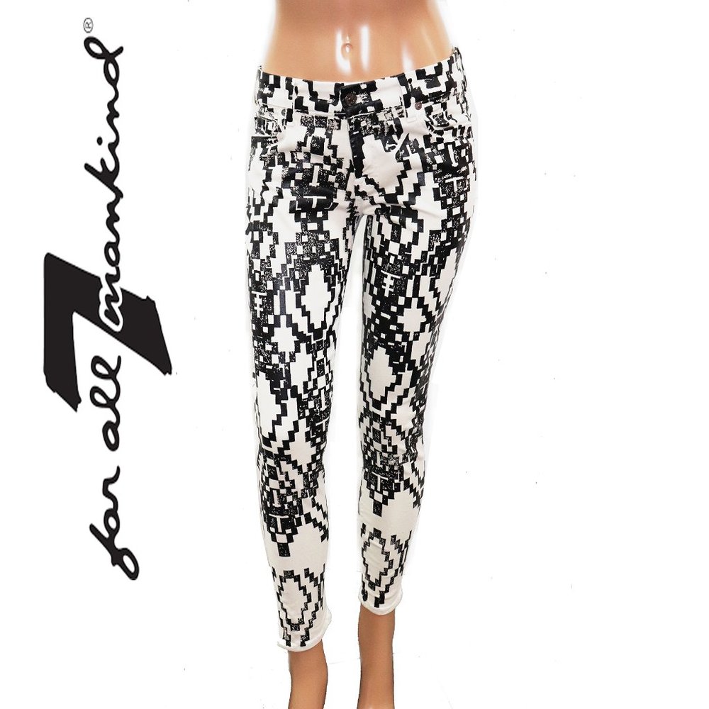 7 FOR ALL MANKIND Printed Coated Skinny Jeans